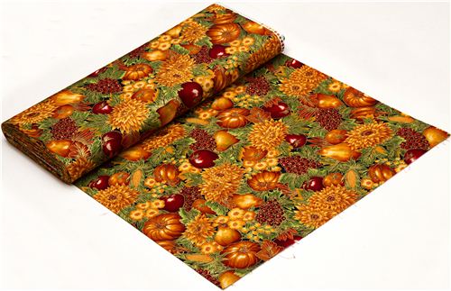 Robert Kaufman golden autumn fabric fruit & flower 3