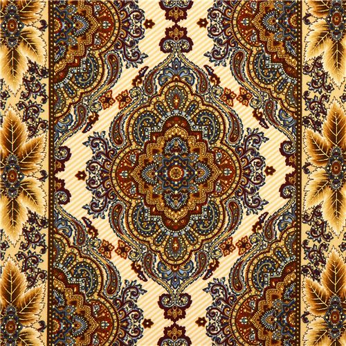 Robert Kaufman goldener Herbst Stoff mit Ornamenten 1