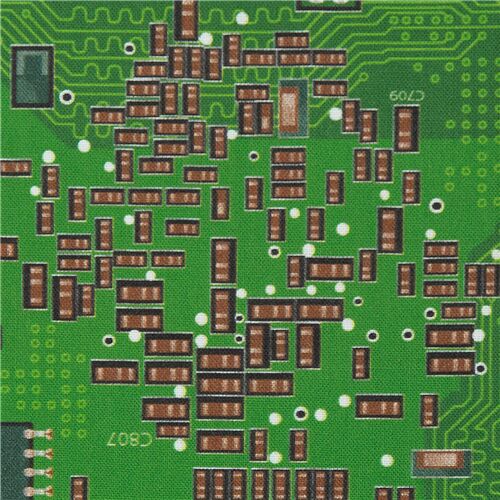 Realistic Green Circuit Board Fabric
