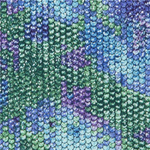 Atlantia Metalic Blue Green Purple Scales Fabric