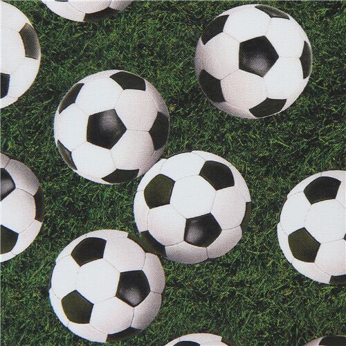 Sports Life Footballs on Grass Fabric