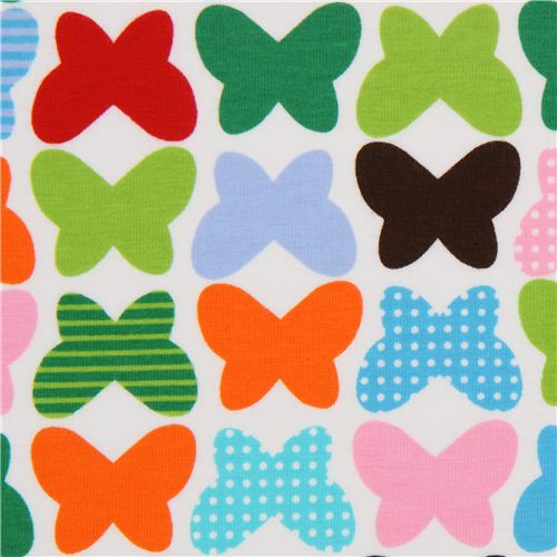 Tela de punto Robert Kaufman con mariposas azules verdes Tela