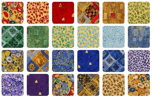 Robert Kaufman metallic gold Gustav Klimt fabric Roll-Up bundle 2