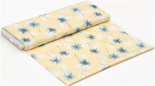 Remnant (39 x 112 cm) - Robert Kaufman palm tree fabric in light yellow 3