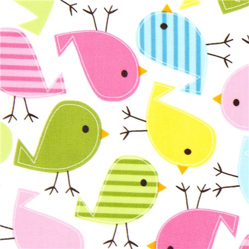 Robert Kaufman premium laminate fabric colourful birds 1