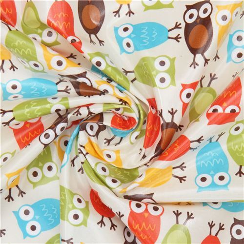 Remnant (26 x 62 cm) - Robert Kaufman premium laminate fabric colourful owls 5