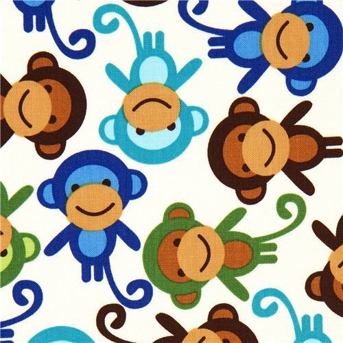 Tessuto Laminato Prima Scelta Robert Kaufman Scimmiette Tessuto