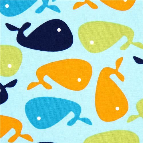 Robert Kaufman premium laminate fabric with whale 1