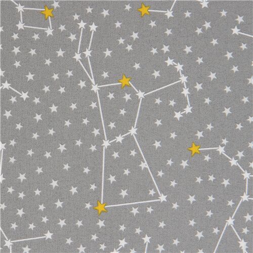 Tissu gris avec l'espace, des constellations, des étoiles Tissu