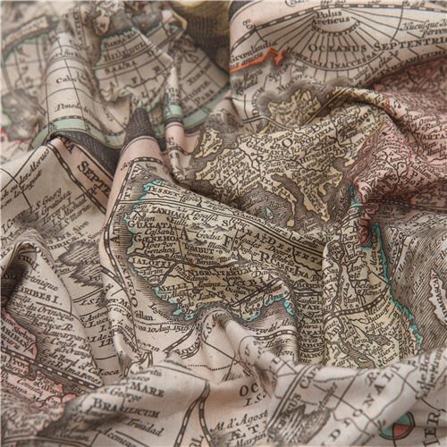 Remnant 82 cm - Robert Kaufman vintage map fabric 5