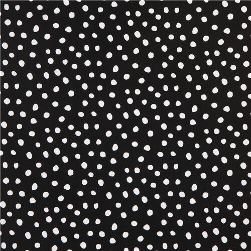 Remnant (25 x 112 cm) - Robert Kaufman white polka dot fabric in black 3