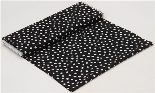 Remnant (25 x 112 cm) - Robert Kaufman white polka dot fabric in black 4
