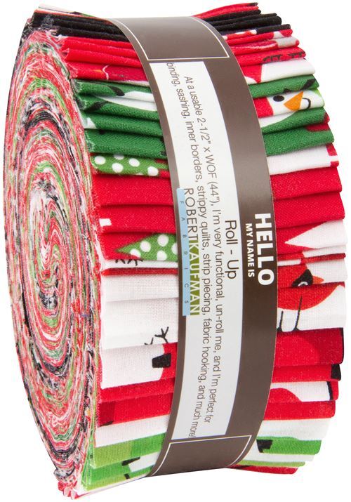 Aufgerollte Stoffrolle Holiday Colorstory Pinguin Schneemann Robert Kaufman