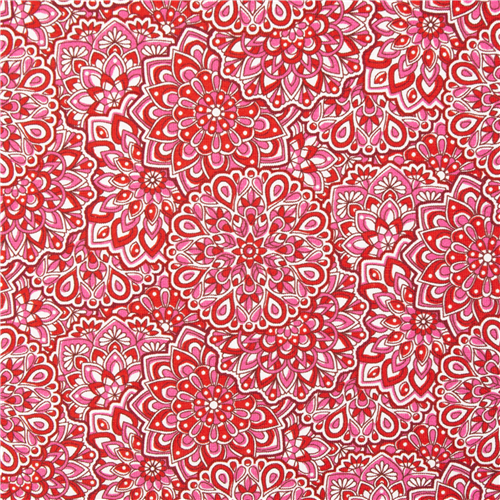 Round Red Pink Mandala Fabric
