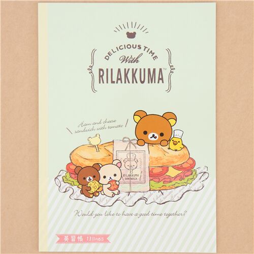 San-X Übungsheft mit Rilakkuma und Sandwich Design
