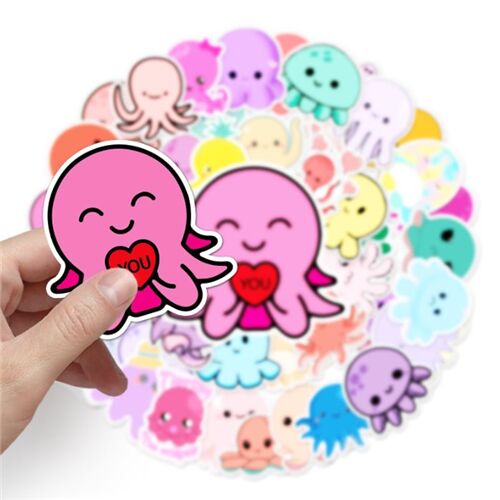 Sea creatures 50 unique octopus designs cute flake stickers diecuts 4