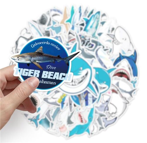 Sharks 50 unique designs sealife characters diecut sticker pack 2