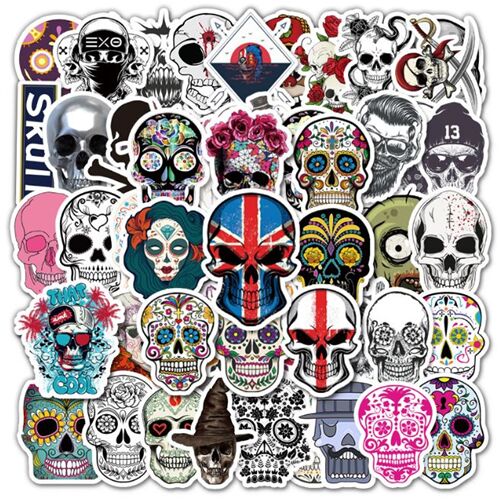 Paquete de pegatinas troqueladas de tatuaje de calaveras 50 diseos nicos Calaveras de azcar Union