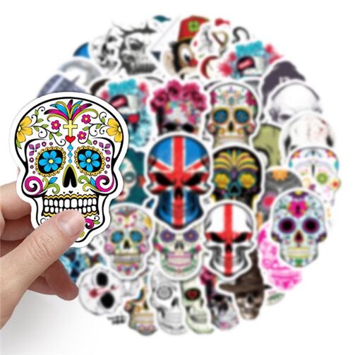 Paquete de pegatinas troqueladas de tatuaje de calaveras 50 diseos nicos Calaveras de azcar Union 2