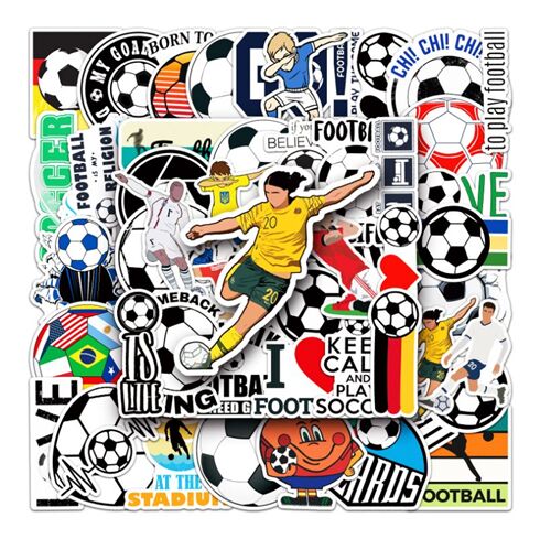 Paquete de 50 pegatinas troqueladas con temática deportiva, fútbol único 4