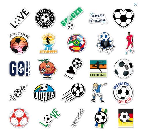 Paquete de 50 pegatinas troqueladas con temática deportiva, fútbol único 6
