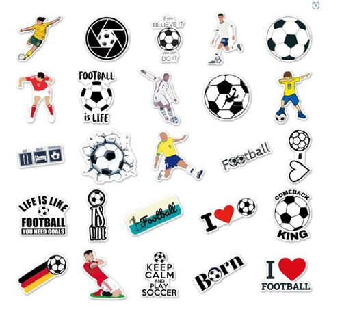 Paquete de 50 pegatinas troqueladas con temática deportiva, fútbol único 7