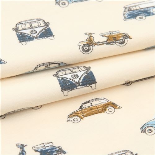 Fat Quarter (50 x 78 cm) - Stof Fabrics cream Avalana sweat knit fabric with small cars 4