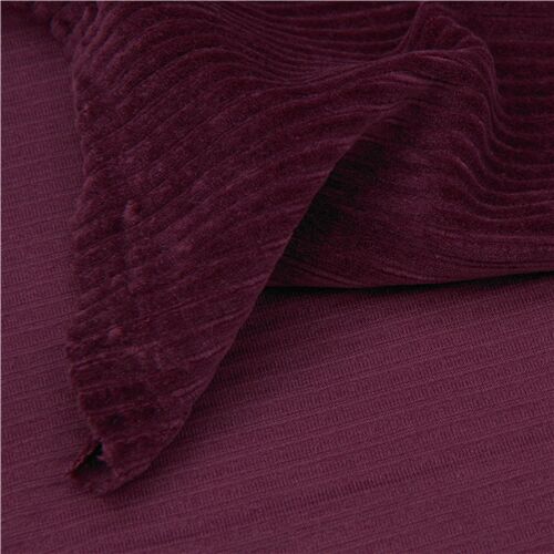 tessuto viola scuro tinta unita Avalana Velour a coste maglina Stof Fabrics Tessuto
