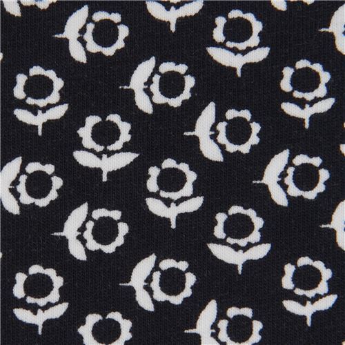 tessuto blu scuro Stof Fabrics in maglina fiorellini bianchi Tessuto
