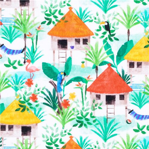 Cabines Lumineuses Et Colores Dans La Jungle Tissu