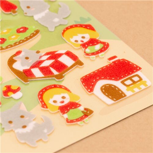 Foglio di adesivi in feltro da libro di fiabe, personaggio delle fiabe di Cappuccetto Rosso, Lupo Ca 2