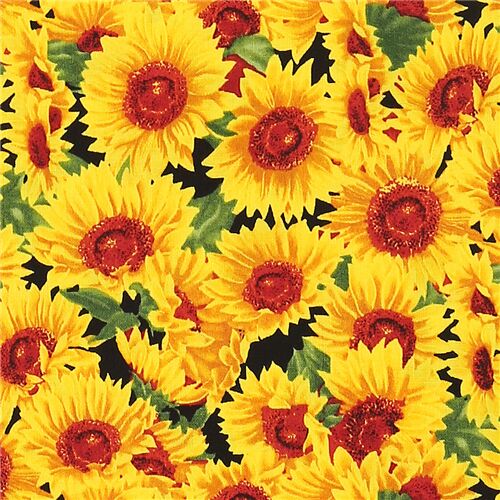 Sunflower fabric yellow flowers green leaf quilting cotton Fabric