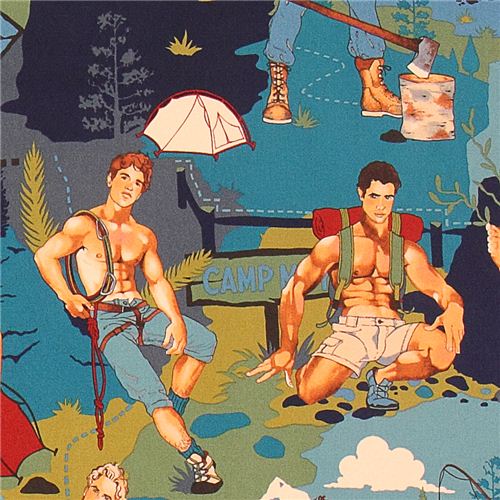The Outdoorsy Type Hunky Men Camping Fabric