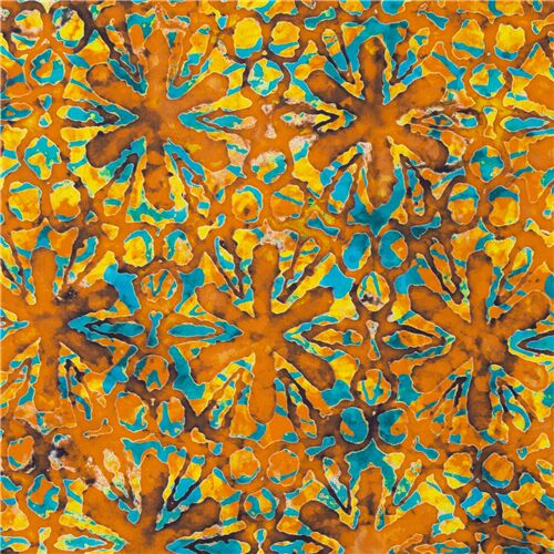 tessuto stile tie-dye fiori arancioni cerchi Quilting Treasures Tessuto