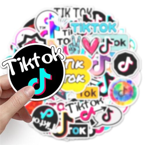 50 adesivi sagomati unici coloratil TikTok social media 2