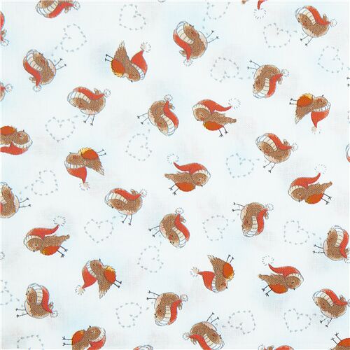 Cute Christmas Small Brown Robbins Fabric