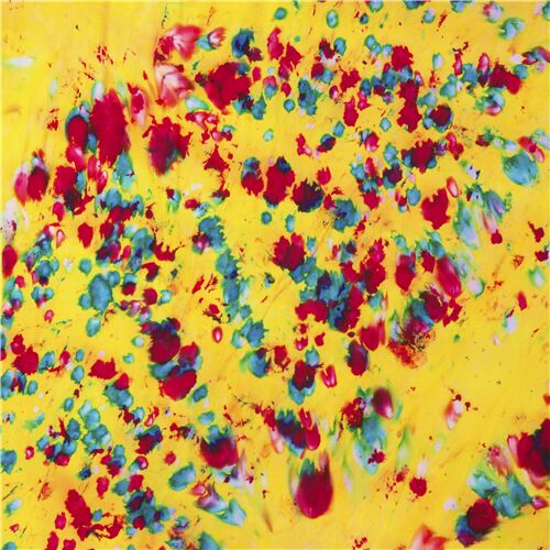 tessuto giallo macchie blu magenta stile batik Tessuto