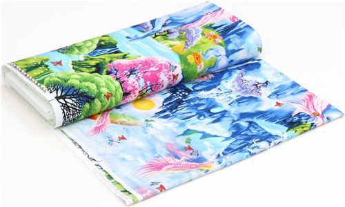 Resto de (20 x 112 cm) - Tela con panel de colores y unicornios de Timeless Treasures con arcoiris 3