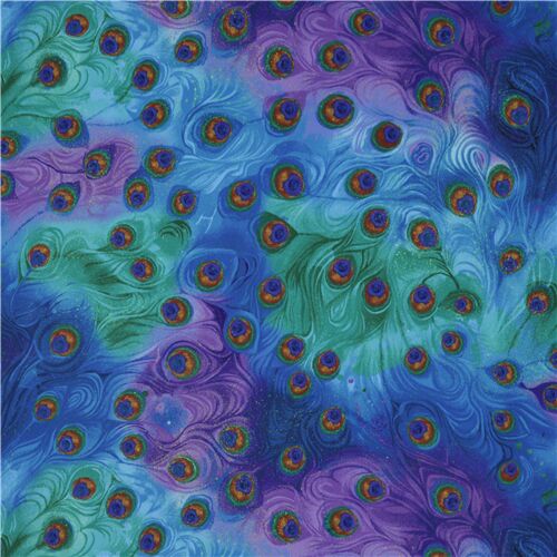 Remnant (20 x 147 cm) - Timeless Treasures extra wide minky fabric peacock feathers