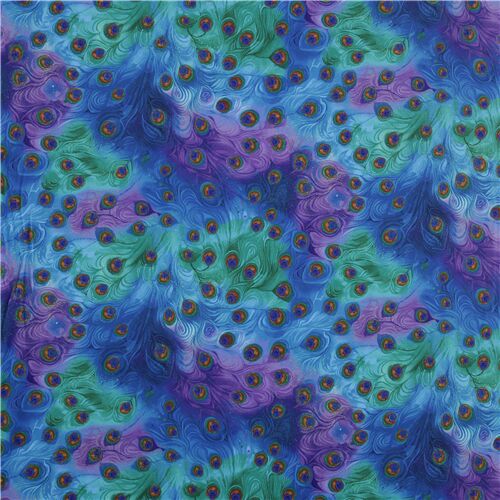 Remnant (20 x 147 cm) - Timeless Treasures extra wide minky fabric peacock feathers 2