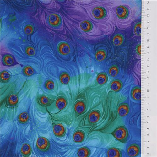 Remnant (20 x 147 cm) - Timeless Treasures extra wide minky fabric peacock feathers 3