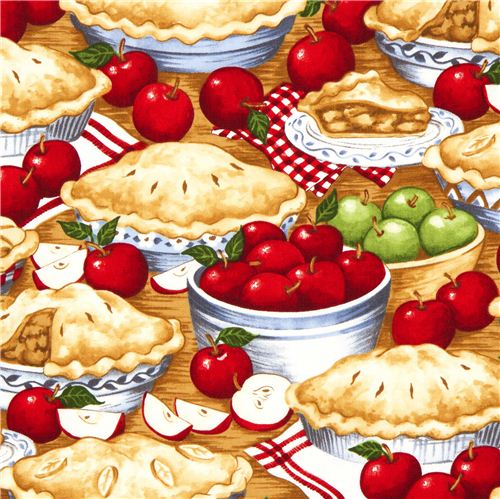 Timeless Treasures-Stoff mit Apfelkuchen und Äpfel Stoff