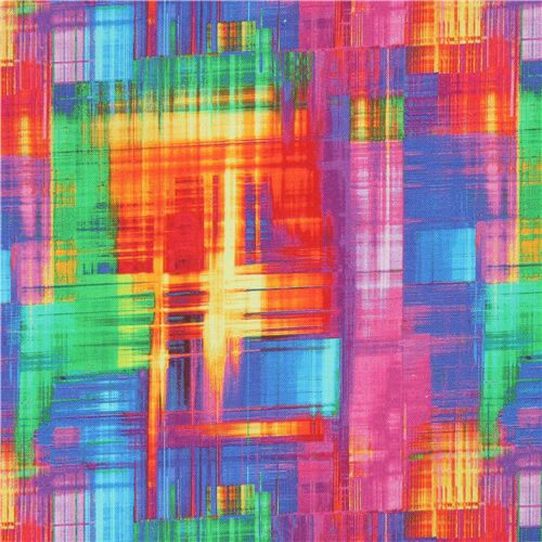 Timeless Treasures fabric with colorful abstract plaid pattern Fabric