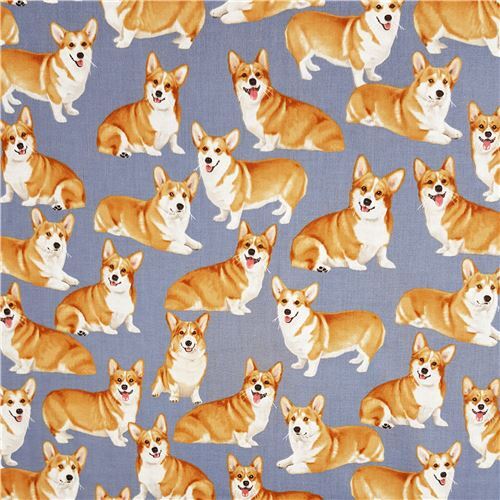 Rimanenza di (27 x 112 cm) - tessuto grigio Timeless Treasures cani corgi 3
