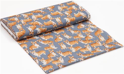 Rimanenza di (27 x 112 cm) - tessuto grigio Timeless Treasures cani corgi 4