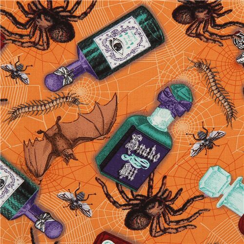 tessuto arancione Halloween pozioni insetti Tessuto