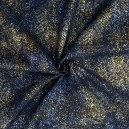 Timeless Treasures schimmernd metallisch-golden dunkelblau Stoff