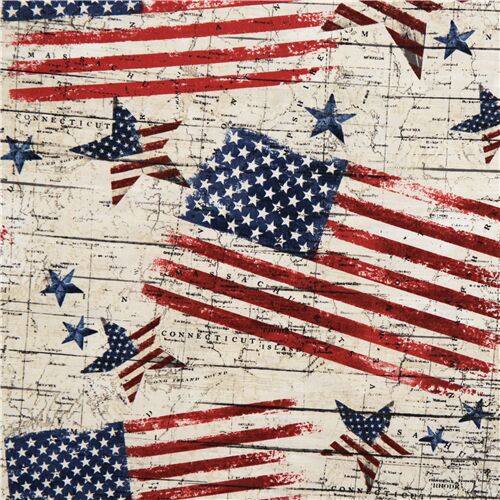 Stern Flagge Naturfarbe Amerika Kartenstoff Stoff