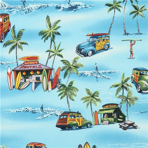 Trans-Pacific Textiles surfboard fabric in blue Fabric