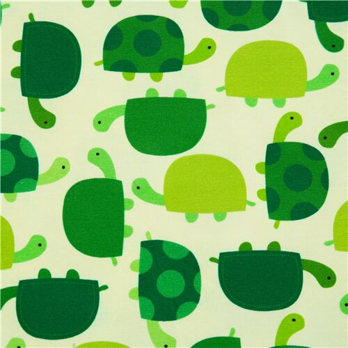Tissu en jersey lisse ultralarge avec des tortues vertes Tissu